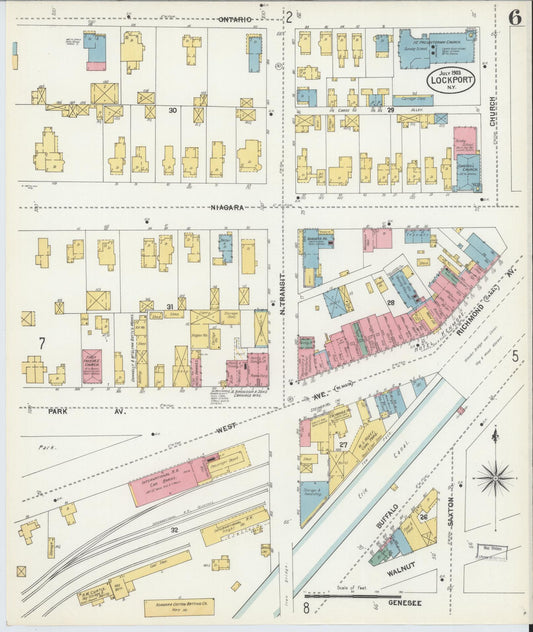 Sanborn Fire Insurance Map from Lockport, Niagara County, New York (1903), Sheet #0006 - Historic Sanborn Fire Insurance Map Print, vintage old map wall art, antique decor, genealogy gift, New York New York map