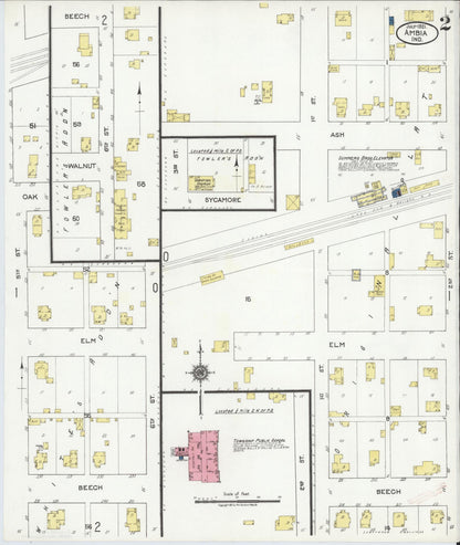 Sanborn Fire Insurance Map from Ambia, Benton County, Indiana (1921), Sheet #0002 - Historic Sanborn Fire Insurance Map Print, vintage old map wall art, antique decor, genealogy gift, Indiana Indiana map