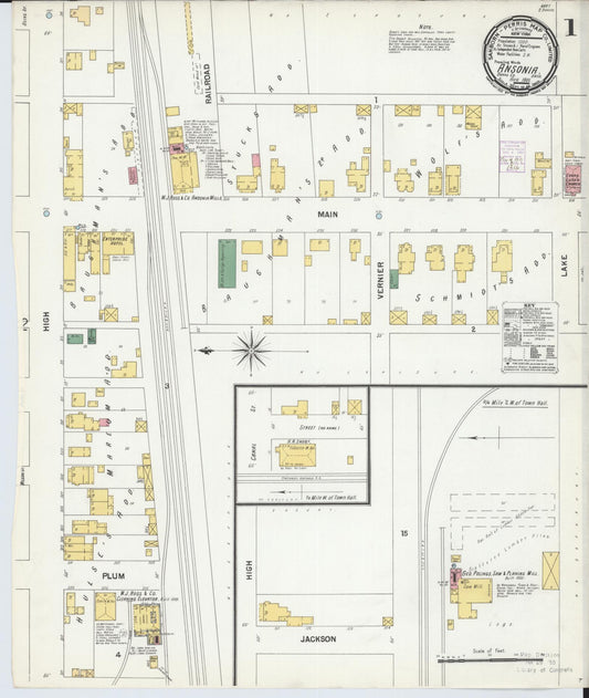 Sanborn Fire Insurance Map from Ansonia, Darke County, Ohio (1901), Sheet #0001 - Historic Sanborn Fire Insurance Map Print, vintage old map wall art, antique decor, genealogy gift, Ohio Ohio map