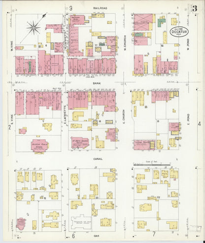 Sanborn Fire Insurance Map from Decatur, Morgan County, Alabama (1908), Sheet #0003 - Complete Map Set gallery image, historic Sanborn map, vintage wall art, Alabama Alabama