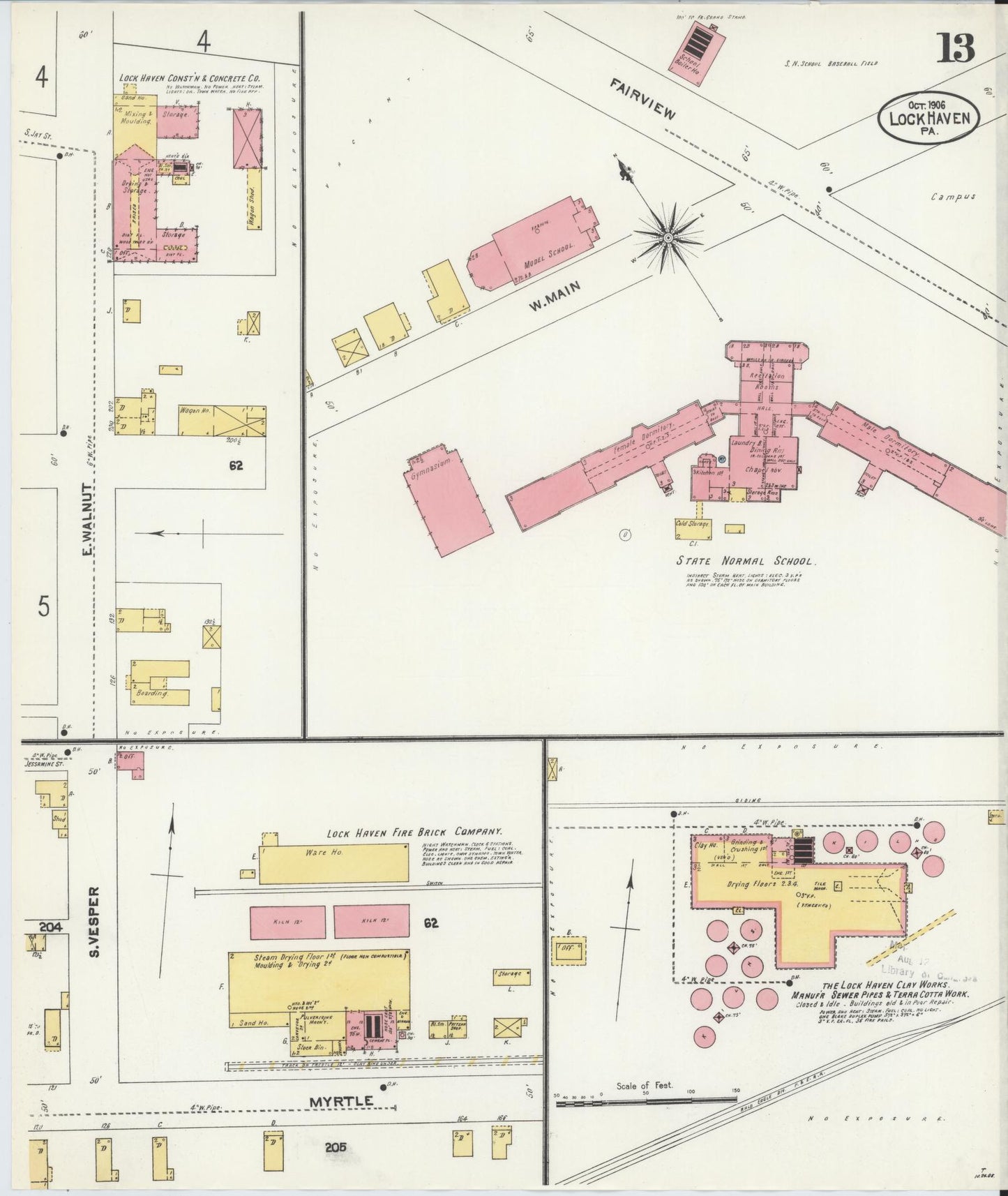Sanborn Fire Insurance Map from Lock Haven, Clinton County, Pennsylvania (1906), Sheet #0013 - Complete Map Set gallery image, historic Sanborn map, vintage wall art, Pennsylvania Pennsylvania