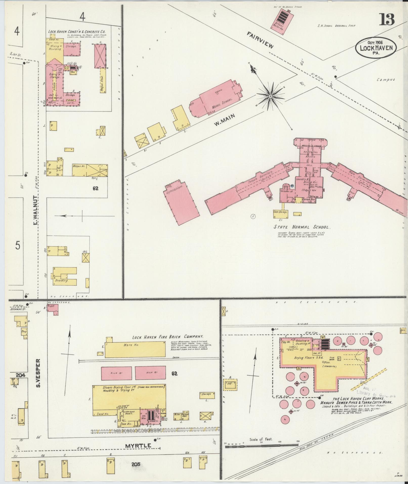 Sanborn Fire Insurance Map from Lock Haven, Clinton County, Pennsylvania (1906), Sheet #0013 - Complete Map Set gallery image, historic Sanborn map, vintage wall art, Pennsylvania Pennsylvania