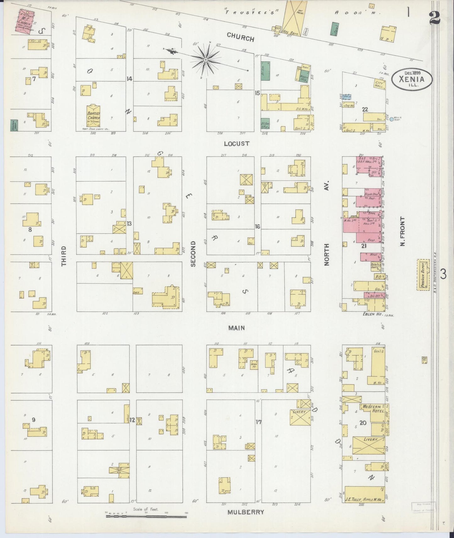 Sanborn Fire Insurance Map from Xenia, Clay County, Illinois (1899), Sheet #0002 - Complete Map Set gallery image, historic Sanborn map, vintage wall art, Illinois Illinois