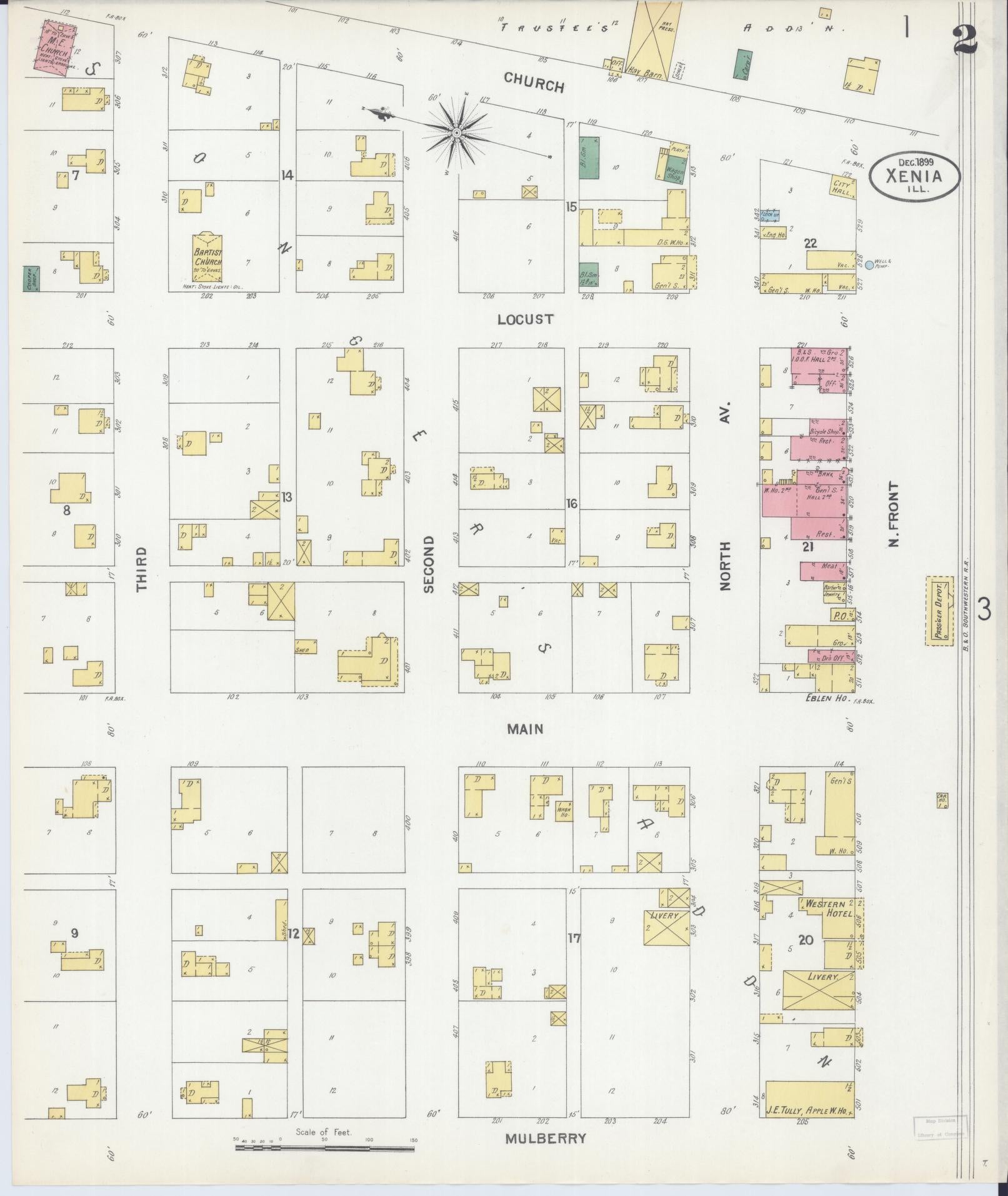 Sanborn Fire Insurance Map from Xenia, Clay County, Illinois (1899), Sheet #0002 - Complete Map Set gallery image, historic Sanborn map, vintage wall art, Illinois Illinois