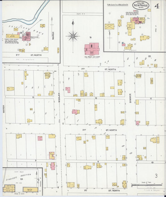 Sanborn Fire Insurance Map from New Prague, Scott And Le Sueur, Minnesota (1904), Sheet #0004 - Historic Sanborn Fire Insurance Map Print, vintage old map wall art, antique decor, genealogy gift, Minnesota Minnesota map