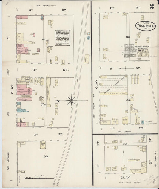 Sanborn Fire Insurance Map from Tecumseh, Johnson County, Nebraska (1885), Sheet #0002 - Historic Sanborn Fire Insurance Map Print, vintage old map wall art, antique decor, genealogy gift, Nebraska Nebraska map