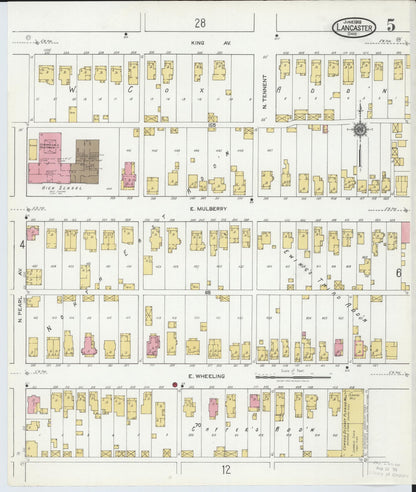 Sanborn Fire Insurance Map from Lancaster, Fairfield County, Ohio (1919), Sheet #0005 - Complete Map Set gallery image, historic Sanborn map, vintage wall art, Ohio Ohio