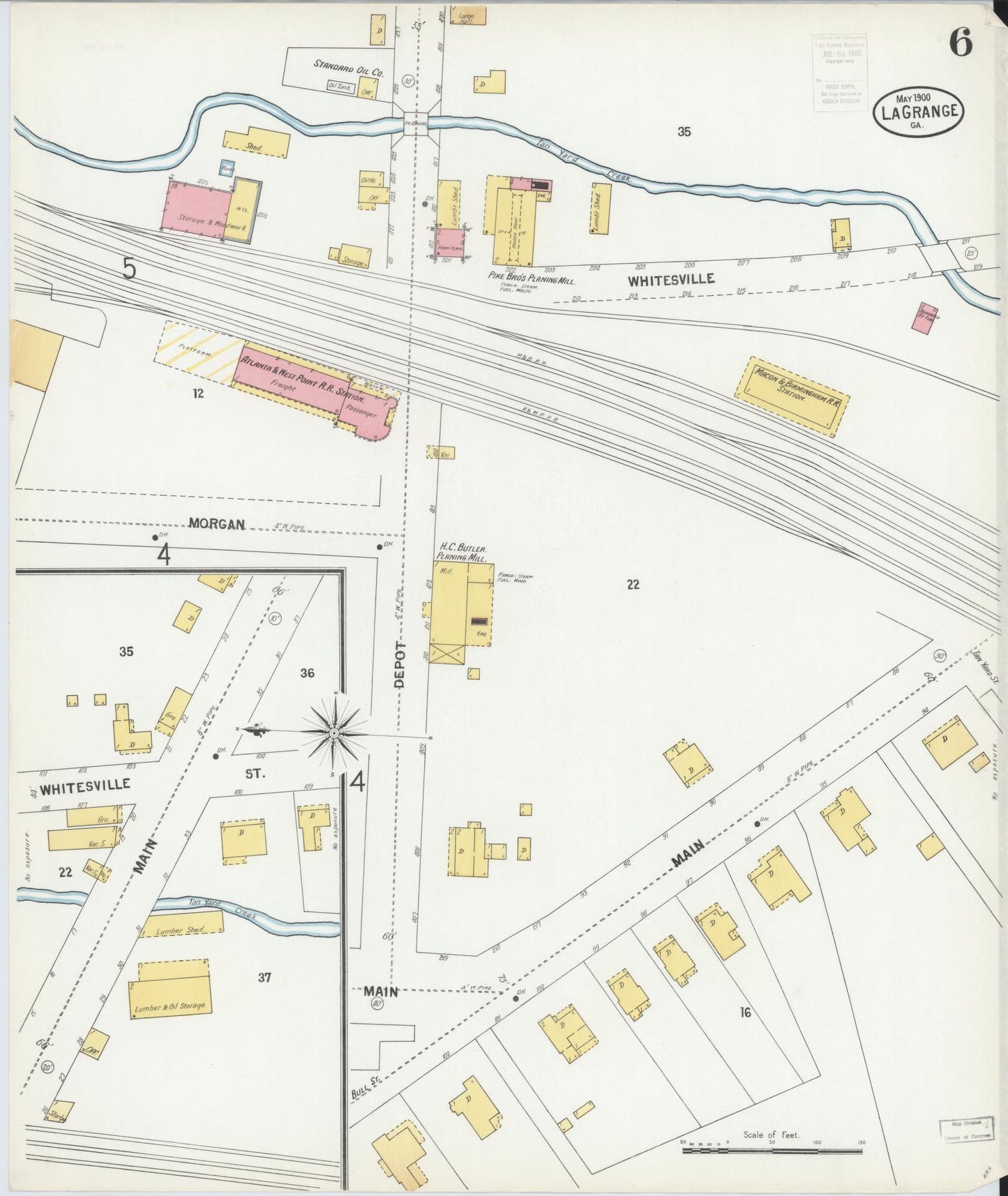 Sanborn Fire Insurance Map from La Grange, Troup County, Georgia (1900), Sheet #0006 - Complete Map Set gallery image, historic Sanborn map, vintage wall art, Georgia Georgia