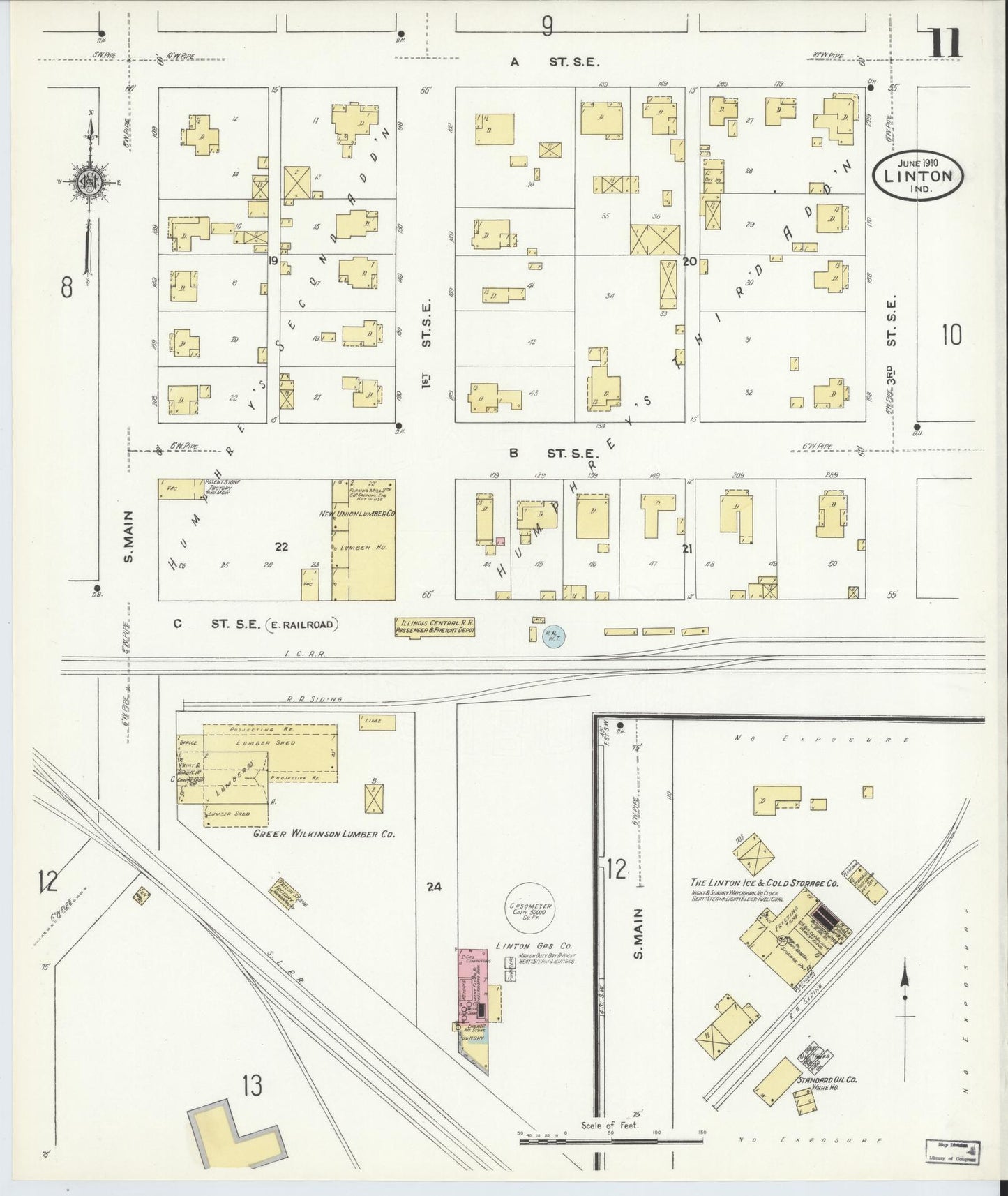 Sanborn Fire Insurance Map from Linton, Greene County, Indiana (1910), Sheet #0011 - Complete Map Set gallery image, historic Sanborn map, vintage wall art, Indiana Indiana