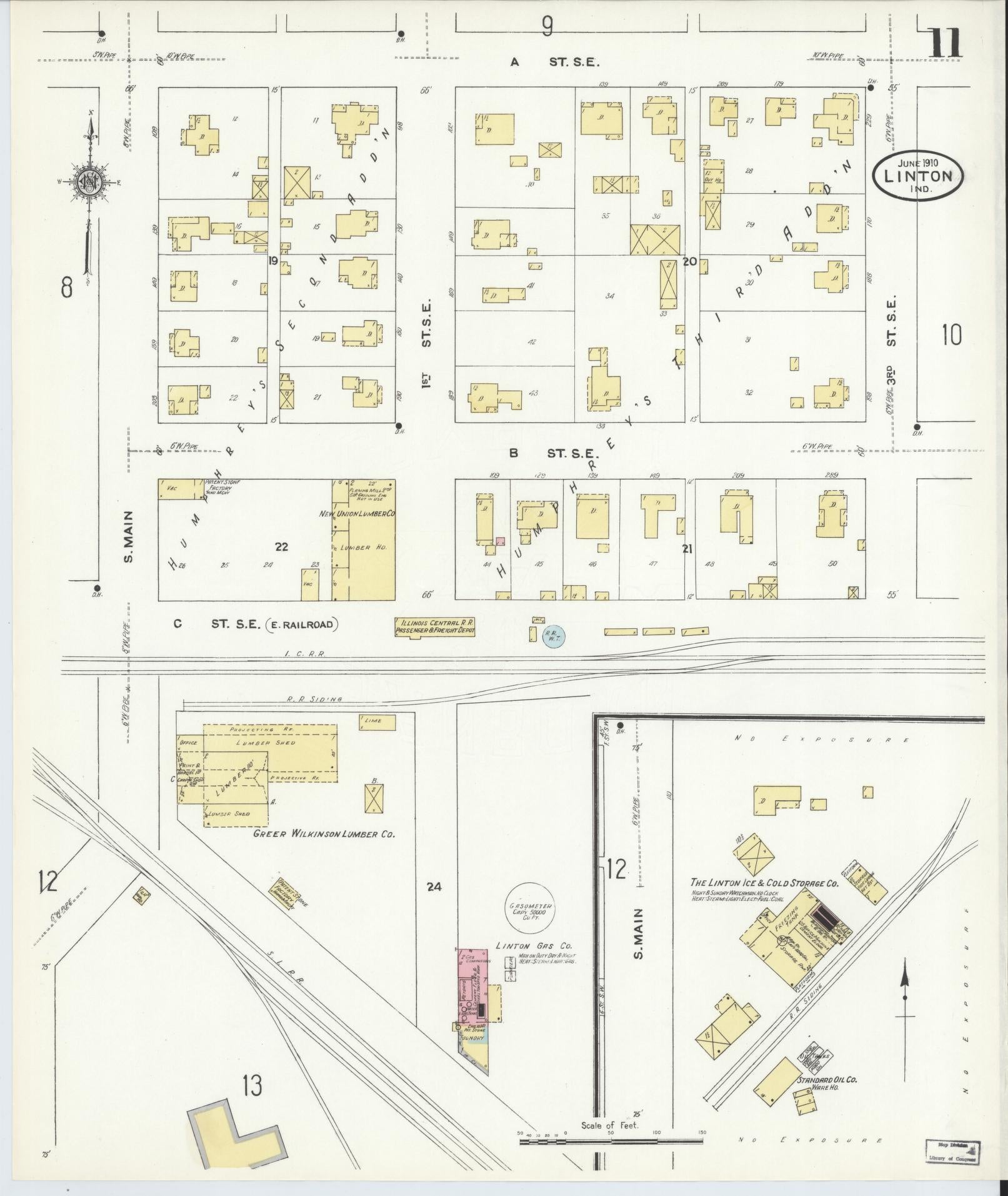 Sanborn Fire Insurance Map from Linton, Greene County, Indiana (1910), Sheet #0011 - Complete Map Set gallery image, historic Sanborn map, vintage wall art, Indiana Indiana