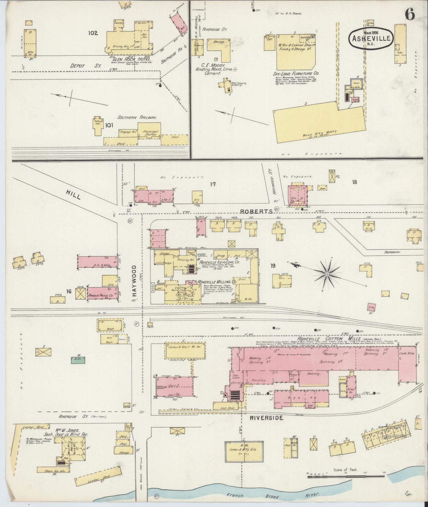 Sanborn Fire Insurance Map from Asheville, Buncombe County, North Carolina (1896), Sheet #0006 - Complete Map Set gallery image, historic Sanborn map, vintage wall art, North Carolina North Carolina