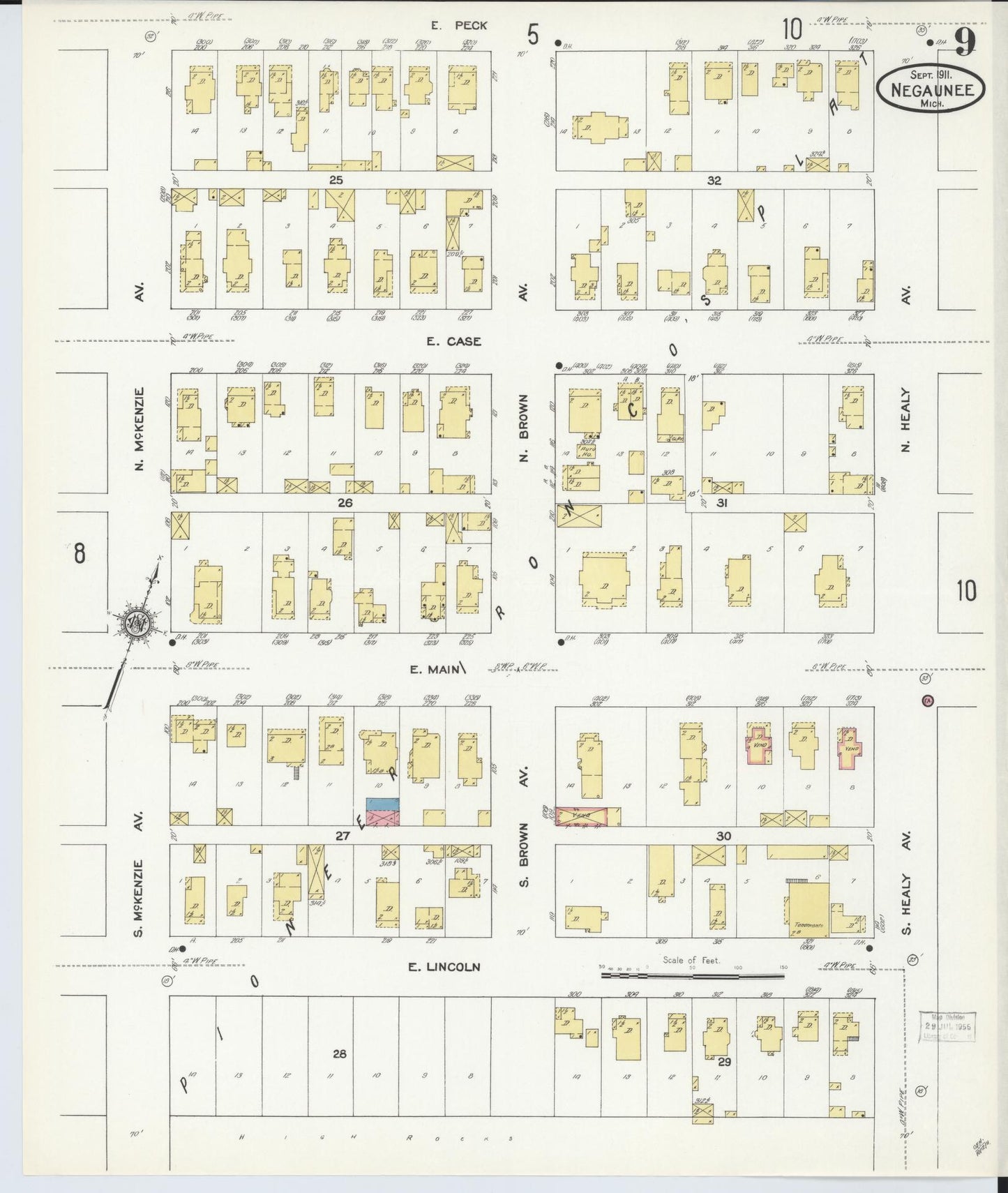 Sanborn Fire Insurance Map from Negaunee, Marquette County, Michigan (1911), Sheet #0009 - Complete Map Set gallery image, historic Sanborn map, vintage wall art, Michigan Michigan