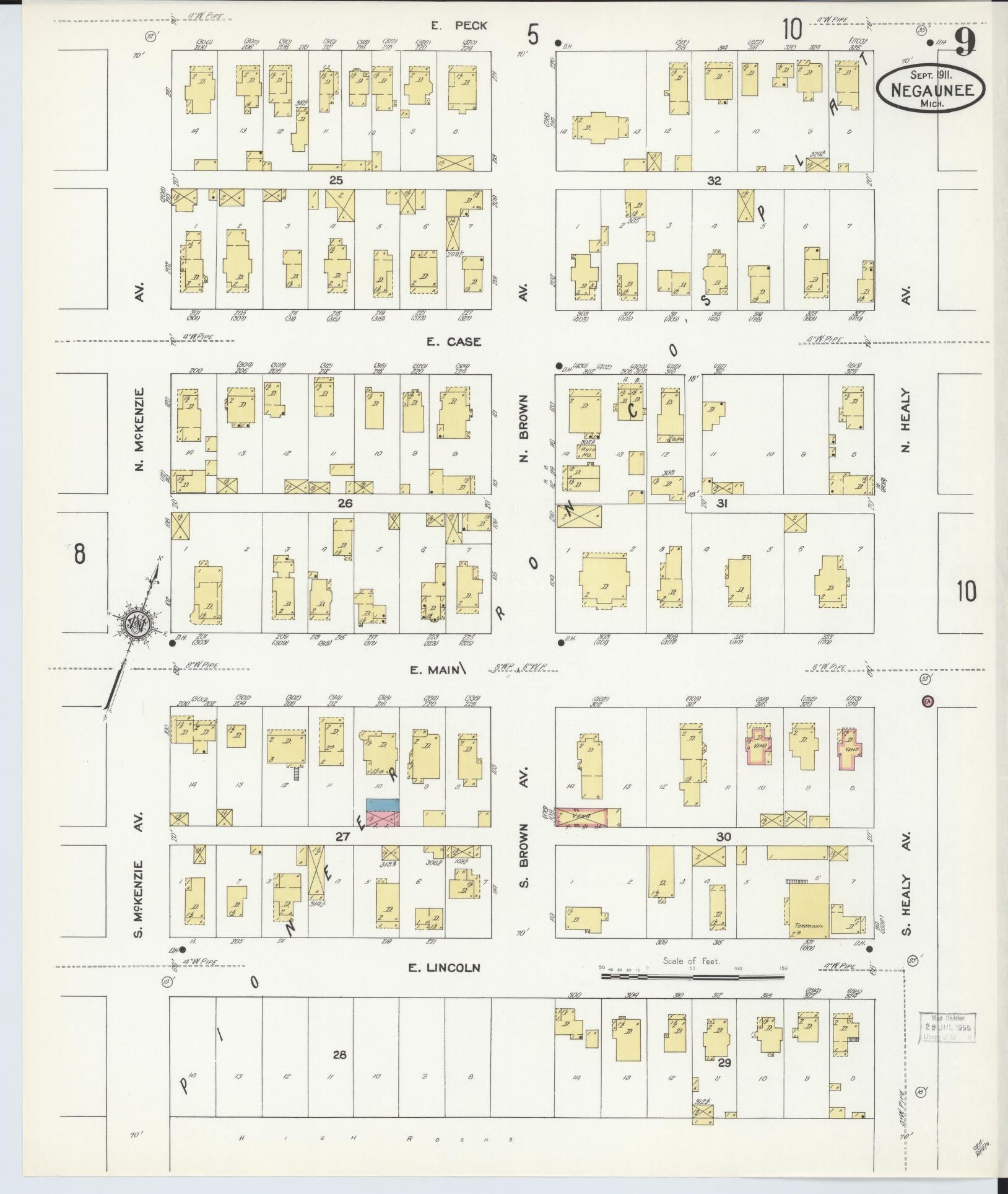 Sanborn Fire Insurance Map from Negaunee, Marquette County, Michigan (1911), Sheet #0009 - Complete Map Set gallery image, historic Sanborn map, vintage wall art, Michigan Michigan