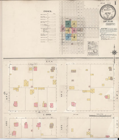 Sanborn Fire Insurance Map from Nephi, Juab County, Utah (1931), Sheet #0001 - Complete Map Set gallery image, historic Sanborn map, vintage wall art, Utah Utah
