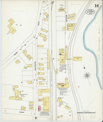 Sanborn Fire Insurance Map from Auburn, Androscoggin County, Maine (1902), Sheet #0014 - Complete Map Set gallery image, historic Sanborn map, vintage wall art, Maine Maine
