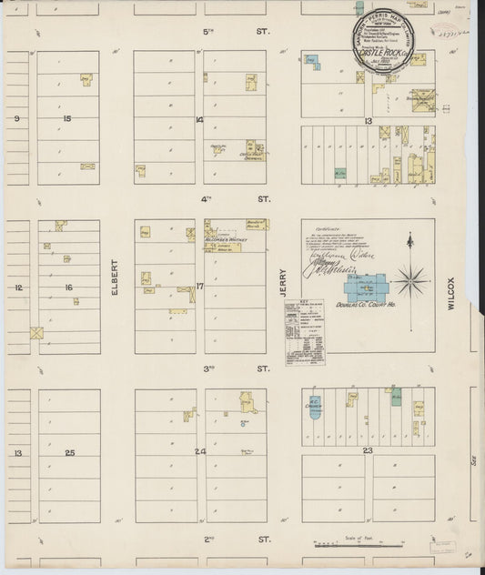 Sanborn Fire Insurance Map from Castle Rock, Douglas County, Colorado (1890), Sheet #0001 - Historic Sanborn Fire Insurance Map Print, vintage old map wall art, antique decor, genealogy gift, Colorado Colorado map
