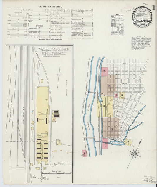 Sanborn Fire Insurance Map from Catasauqua, Lehigh County, Pennsylvania (1891), Sheet #0001 - Historic Sanborn Fire Insurance Map Print, vintage old map wall art, antique decor, genealogy gift, Pennsylvania Pennsylvania map
