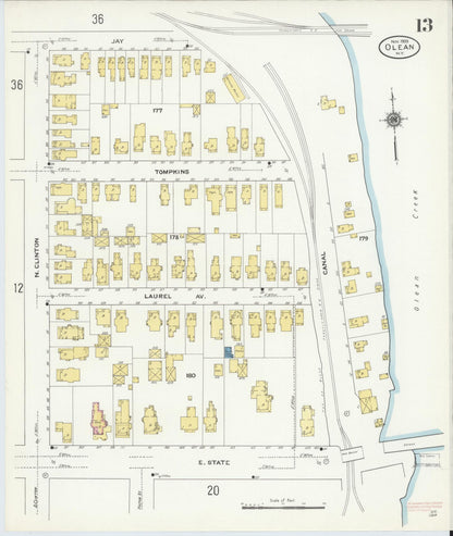Sanborn Fire Insurance Map from Olean, Cattaraugus County, New York (1909), Sheet #0013 - Complete Map Set gallery image, historic Sanborn map, vintage wall art, New York New York