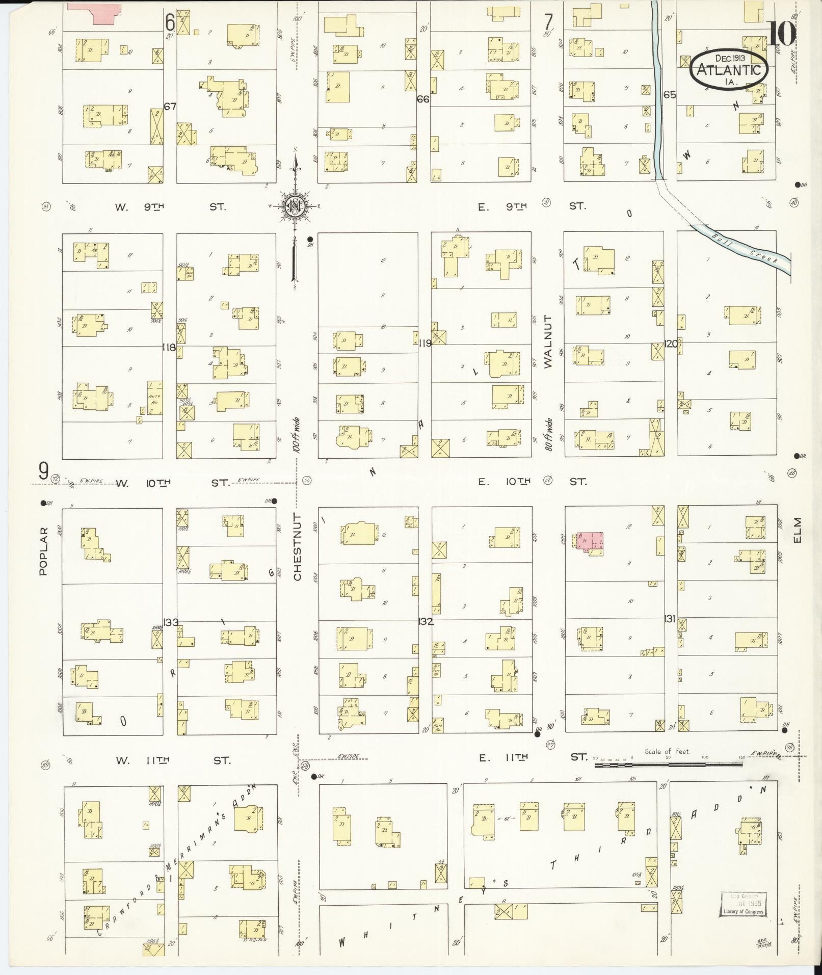 Sanborn Fire Insurance Map from Atlantic, Cass County, Iowa (1913), Sheet #0010 - Historic Sanborn Fire Insurance Map Print, vintage old map wall art