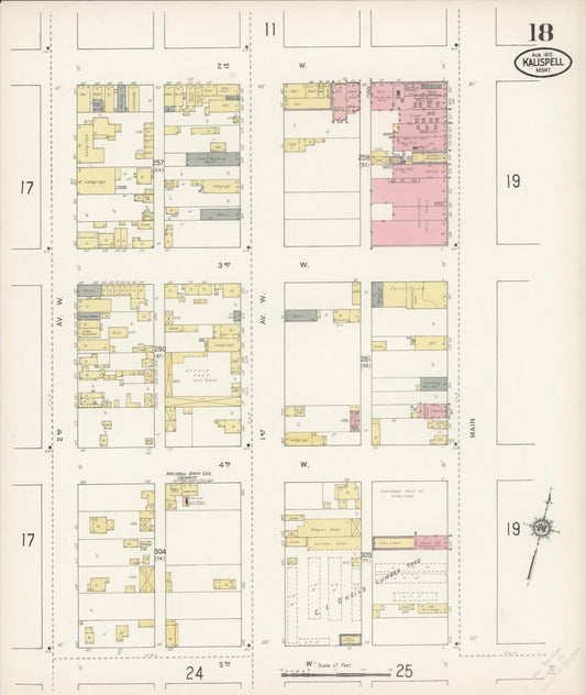 Sanborn Fire Insurance Map from Kalispell, Flathead County, Montana (1910), Sheet #0018 - Historic Sanborn Fire Insurance Map Print, vintage old map wall art, antique decor, genealogy gift, Montana Montana map