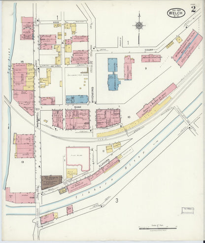 Sanborn Fire Insurance Map from Welch, Mcdowell County, West Virginia (1920), Sheet #0002 - Complete Map Set gallery image, historic Sanborn map, vintage wall art, West Virginia West Virginia