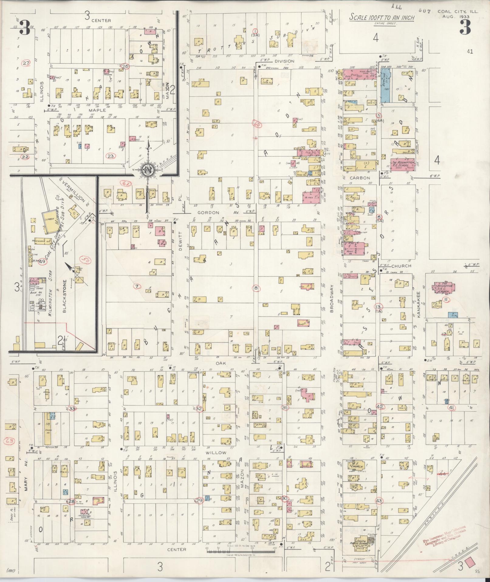 Sanborn Fire Insurance Map from Coal City, Grundy County, Illinois (1943), Sheet #0003 - Complete Map Set gallery image, historic Sanborn map, vintage wall art, Illinois Illinois