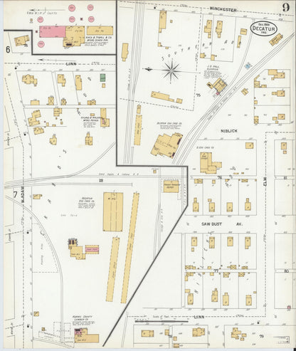 Sanborn Fire Insurance Map from Decatur, Adams County, Indiana (1900), Sheet #0009 - Historic Sanborn Fire Insurance Map Print, vintage old map wall art, antique decor, genealogy gift, Indiana Indiana map