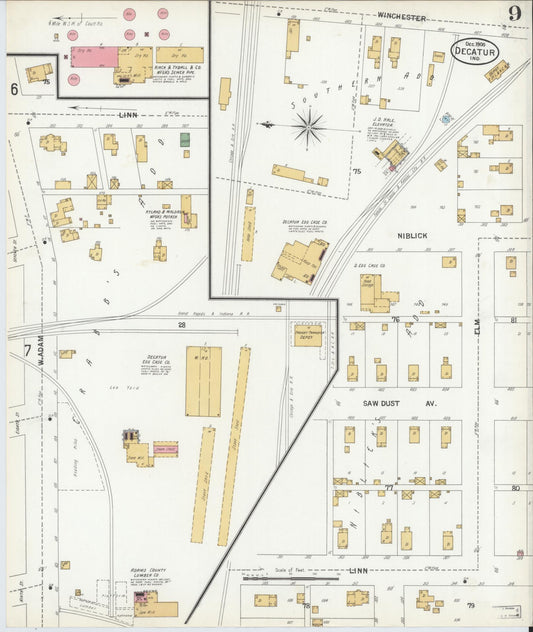 Sanborn Fire Insurance Map from Decatur, Adams County, Indiana (1900), Sheet #0009 - Historic Sanborn Fire Insurance Map Print, vintage old map wall art, antique decor, genealogy gift, Indiana Indiana map