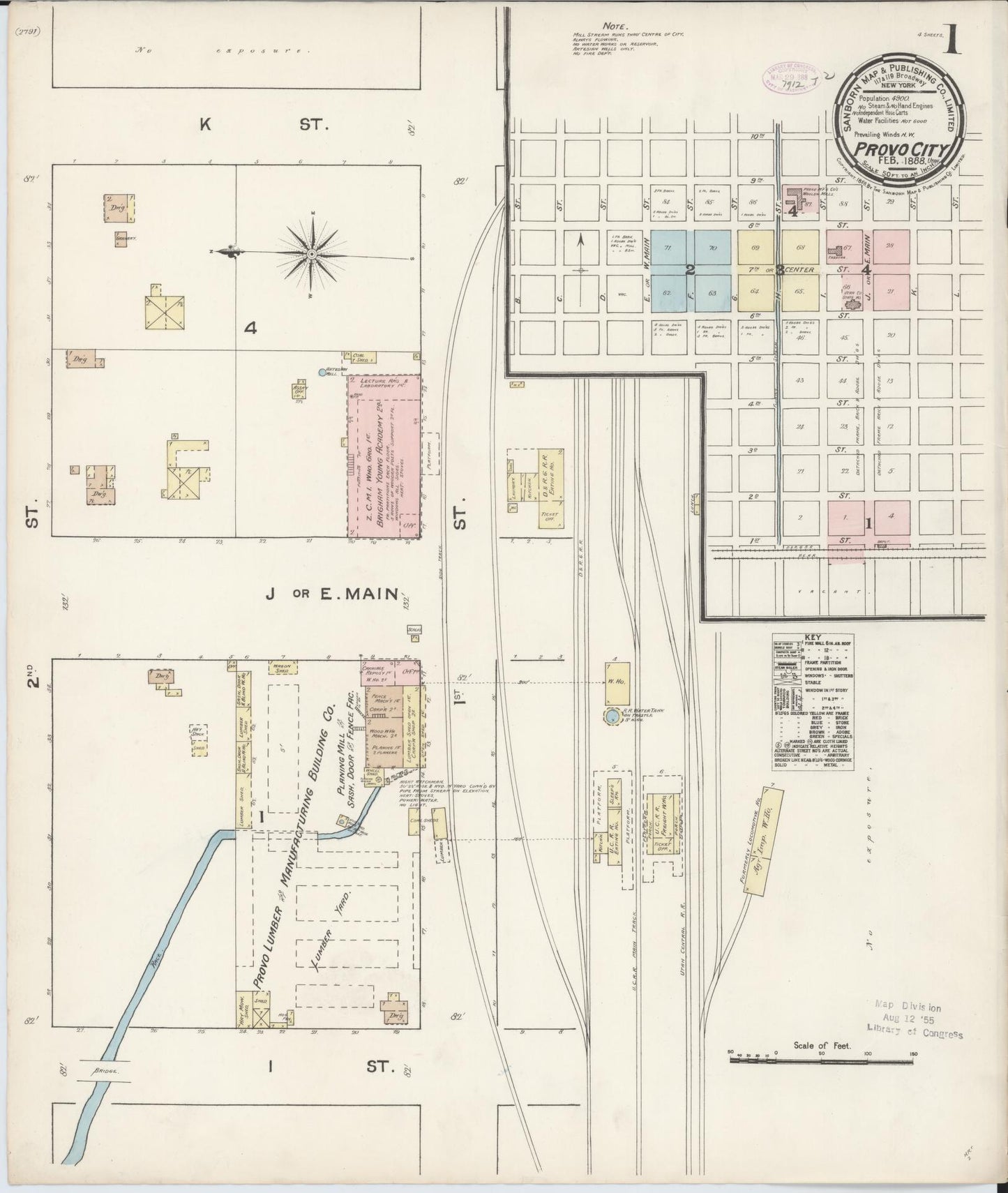 Sanborn Fire Insurance Map from Provo, Utah County, Utah (1888), Sheet #0001 - Complete Map Set gallery image, historic Sanborn map, vintage wall art, Provo Utah