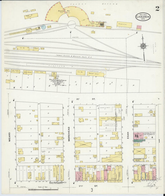 Sanborn Fire Insurance Map from Chadron, Dawes County, Nebraska (1909), Sheet #0002 - Historic Sanborn Fire Insurance Map Print, vintage old map wall art, antique decor, genealogy gift, Nebraska Nebraska map