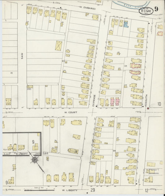 Sanborn Fire Insurance Map from Rome, Oneida County, New York (1914), Sheet #0009 - Historic Sanborn Fire Insurance Map Print, vintage old map wall art, antique decor, genealogy gift, New York New York map