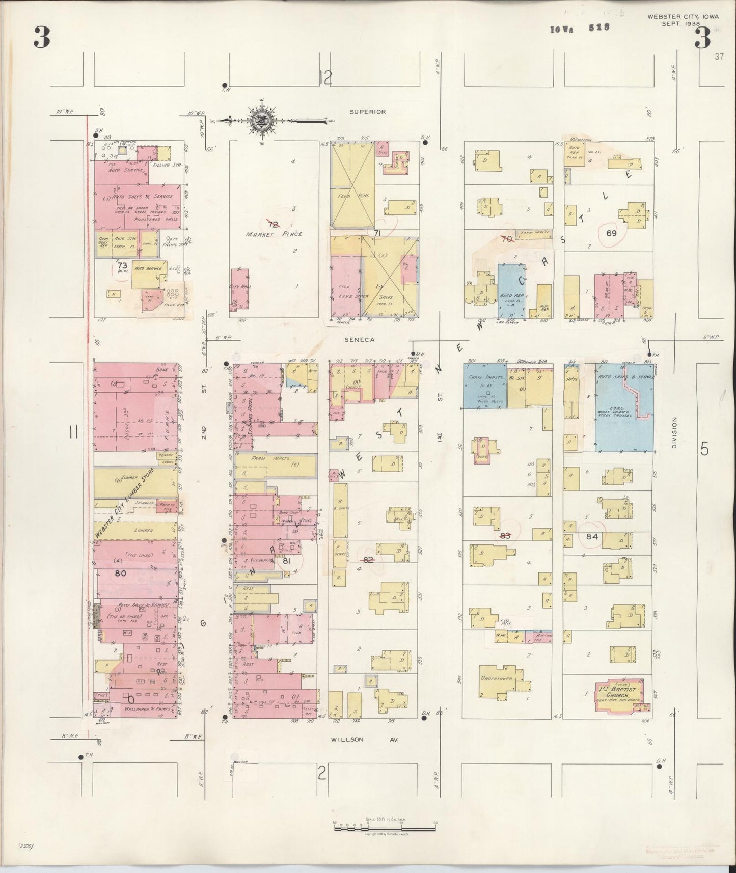 Sanborn Fire Insurance Map from Webster City, Hamilton County, Iowa (1950), Sheet #0003 - Historic Sanborn Fire Insurance Map Print