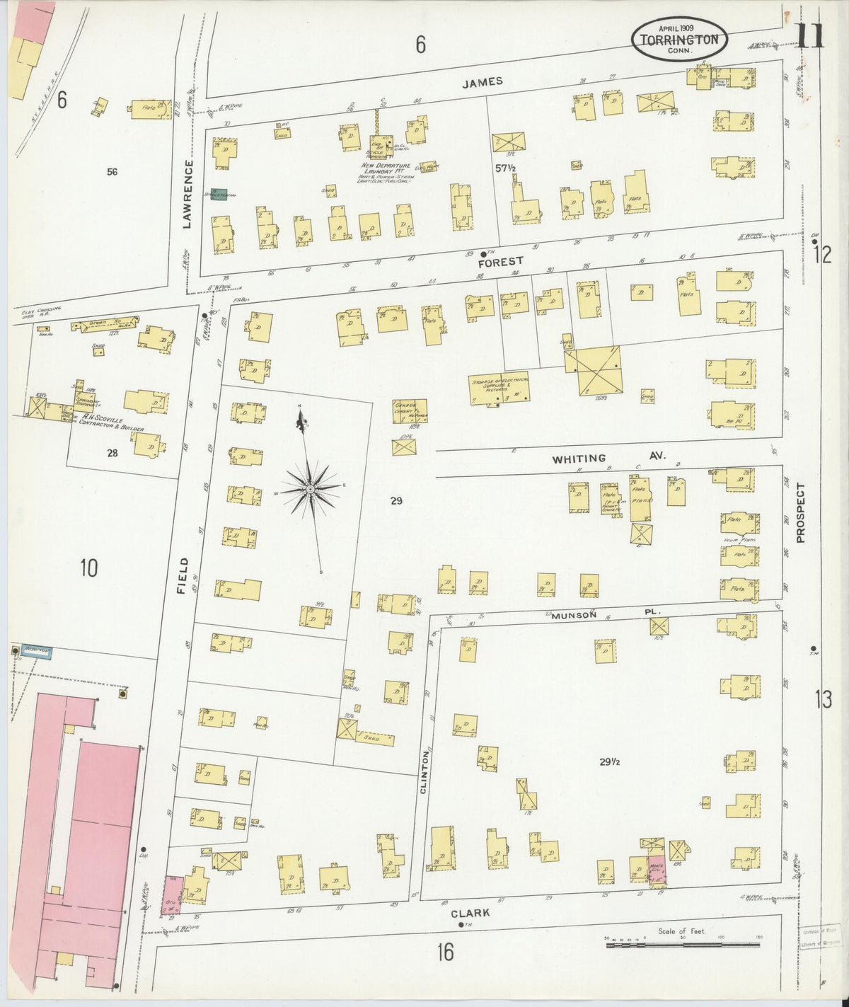 Sanborn Fire Insurance Map from Torrington, Litchfield County, Connecticut (1909), Sheet #0011 - Historic Sanborn Fire Insurance Map Print, vintage old map wall art, antique decor, genealogy gift, Connecticut Connecticut map