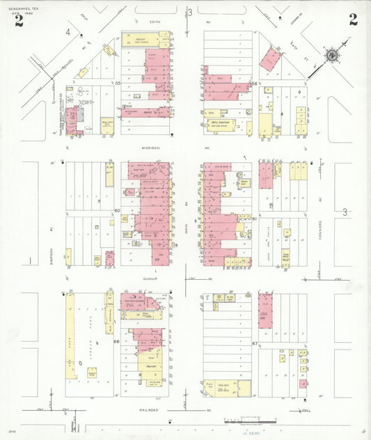 Sanborn Fire Insurance Map from Seagraves, Gaines County, Texas (1940), Sheet #0002 - Historic Sanborn Fire Insurance Map Print, vintage old map wall art, antique decor, genealogy gift, Texas Texas map