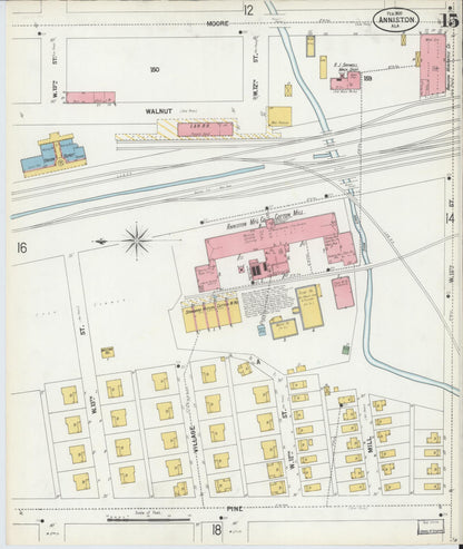 Sanborn Fire Insurance Map from Anniston, Calhoun County, Alabama (1900), Sheet #0015 - Complete Map Set gallery image, historic Sanborn map, vintage wall art, Alabama Alabama