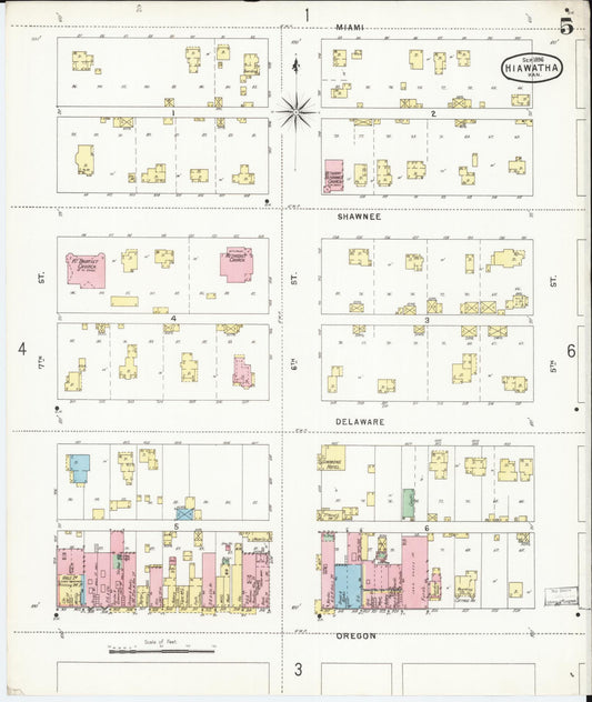 Sanborn Fire Insurance Map from Hiawatha, Brown County, Kansas (1896), Sheet #0005 - Historic Sanborn Fire Insurance Map Print, vintage old map wall art, antique decor, genealogy gift, Kansas Kansas map