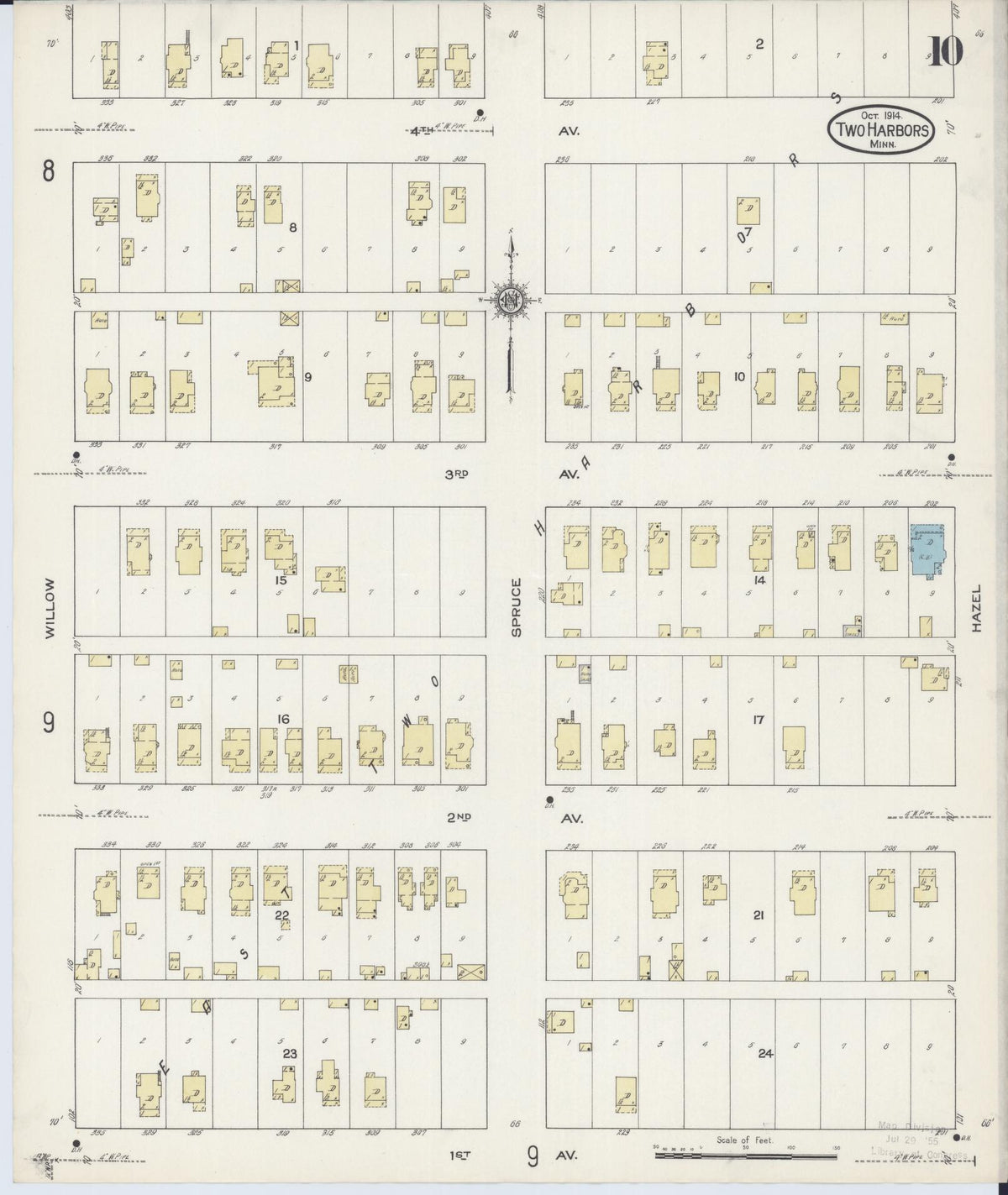 Sanborn Fire Insurance Map from Two Harbors, Lake County, Minnesota (1914), Sheet #0010 - Historic Sanborn Fire Insurance Map Print, vintage old map wall art, antique decor, genealogy gift, Minnesota Minnesota map