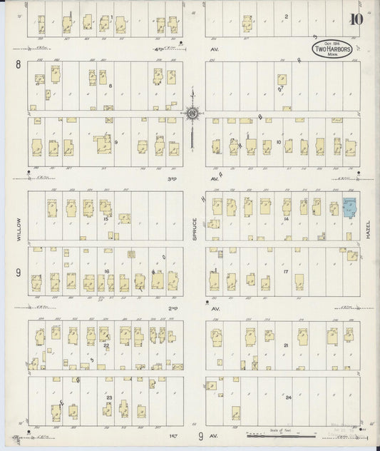 Sanborn Fire Insurance Map from Two Harbors, Lake County, Minnesota (1914), Sheet #0010 - Historic Sanborn Fire Insurance Map Print, vintage old map wall art, antique decor, genealogy gift, Minnesota Minnesota map