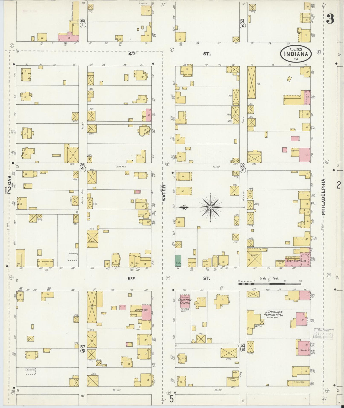Sanborn Fire Insurance Map from Indiana, Indiana County, Pennsylvania (1903), Sheet #0003 - Complete Map Set gallery image, historic Sanborn map, vintage wall art, Pennsylvania Pennsylvania