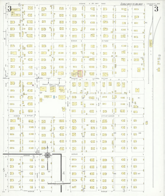 Sanborn Fire Insurance Map from Crossett, Ashley County, Arkansas (1943), Sheet #0003 - Historic Sanborn Fire Insurance Map Print, vintage old map wall art, antique decor, genealogy gift, Arkansas Arkansas map