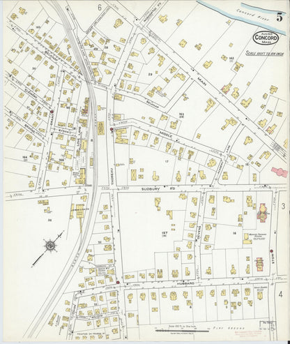 Sanborn Fire Insurance Map from Concord, Middlesex County, Massachusetts (1918), Sheet #0005 - Complete Map Set gallery image, historic Sanborn map, vintage wall art, Massachusetts Massachusetts