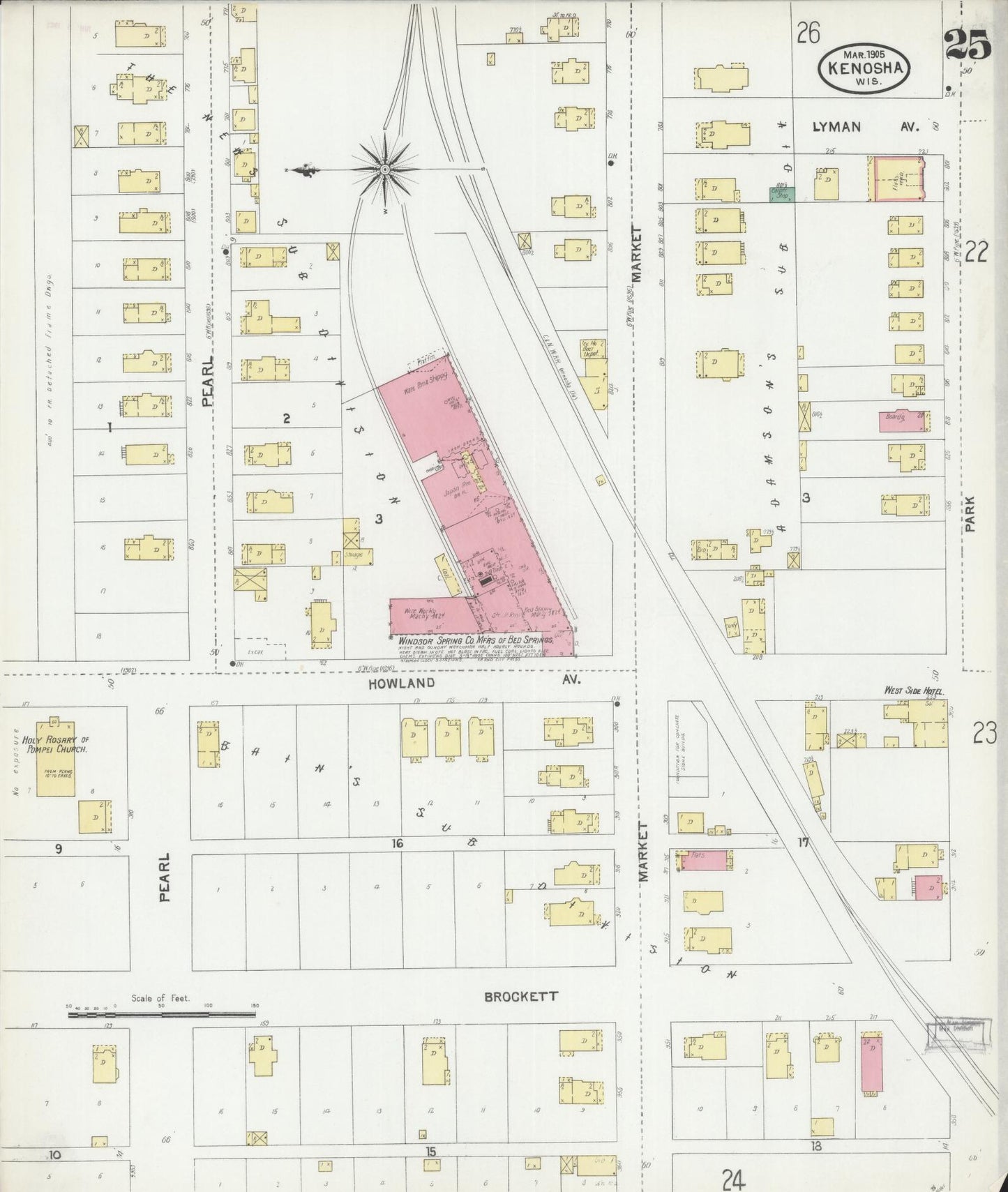 Sanborn Fire Insurance Map from Kenosha, Kenosha County, Wisconsin (1905), Sheet #0025 - Complete Map Set gallery image, historic Sanborn map, vintage wall art, Wisconsin Wisconsin