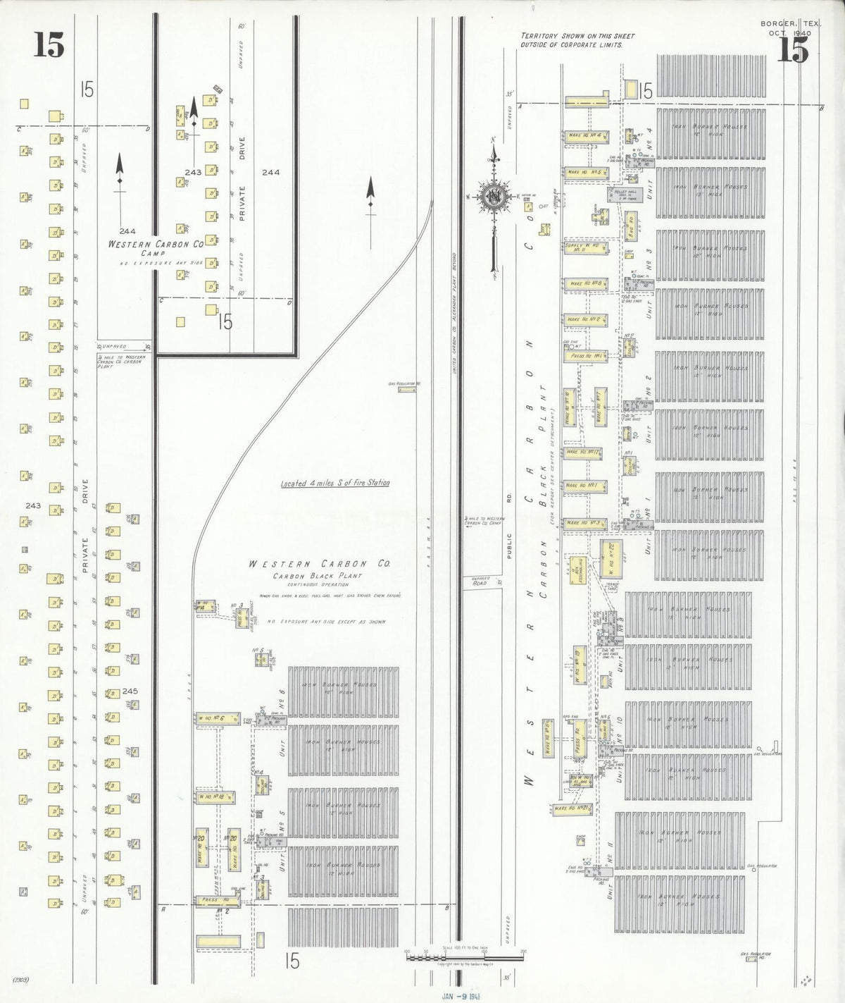 Sanborn Fire Insurance Map from Borger, Hutchinson County, Texas (1940), Sheet #0015 - Complete Map Set gallery image, historic Sanborn map, vintage wall art, Texas Texas