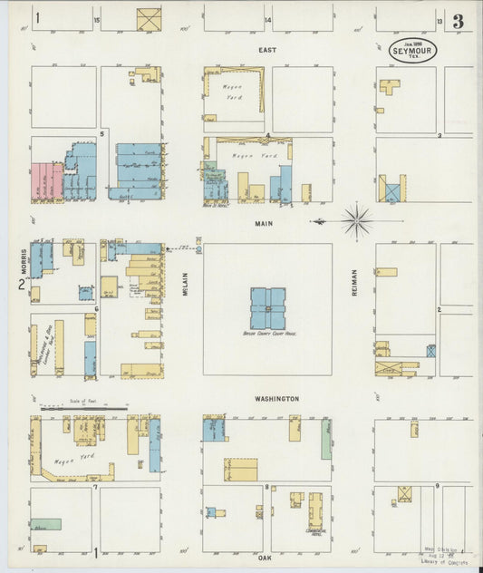 Sanborn Fire Insurance Map from Seymour, Baylor County, Texas (1898), Sheet #0003 - Historic Sanborn Fire Insurance Map Print, vintage old map wall art, antique decor, genealogy gift, Texas Texas map