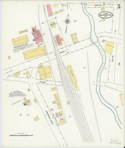 Sanborn Fire Insurance Map from Nacogdoches, Nacogdoches County, Texas (1912), Sheet #0005 - Complete Map Set gallery image, historic Sanborn map, vintage wall art, Texas Texas