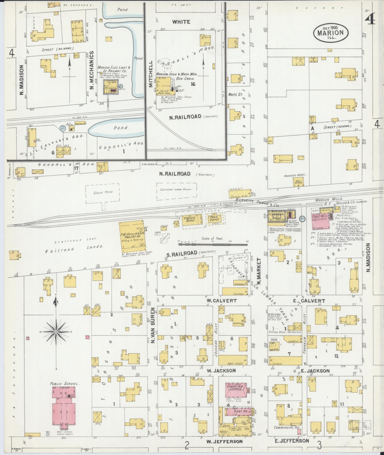 Sanborn Fire Insurance Map from Marion, Williamson County, Illinois (1900), Sheet #0006 - Complete Map Set gallery image, historic Sanborn map, vintage wall art, Illinois Illinois