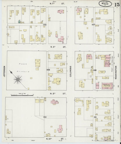 Sanborn Fire Insurance Map from Waco, McLennan County, Texas (1889), Sheet #0015 - Complete Map Set gallery image, historic Sanborn map, vintage wall art, Texas Texas