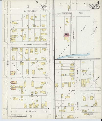 Sanborn Fire Insurance Map from Alpena, Alpena County, Michigan (1895), Sheet #0004 - Historic Sanborn Fire Insurance Map Print, vintage old map wall art, antique decor, genealogy gift, Michigan Michigan map