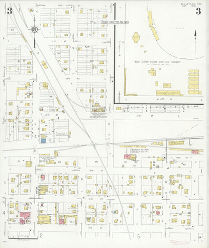 Sanborn Fire Insurance Map from Belleville, Republic County, Kansas (1933), Sheet #0003 - Complete Map Set gallery image, historic Sanborn map, vintage wall art, Kansas Kansas