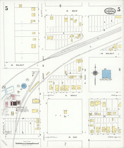 Sanborn Fire Insurance Map from Cushing, Payne County, Oklahoma (1924), Sheet #0005 - Complete Map Set gallery image, historic Sanborn map, vintage wall art, Oklahoma Oklahoma